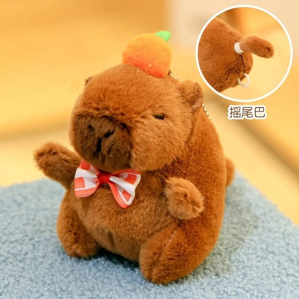 Capybara Plush Toy with Hoodie Wings Small Stuffed Animal Keychain Doll