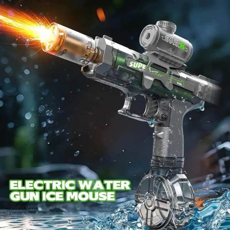 Electric With light Sprays Flame Effect High-speed Powerful Shooting Water Gun Toys Outdoor Beach Swimming Pool Shooting Game