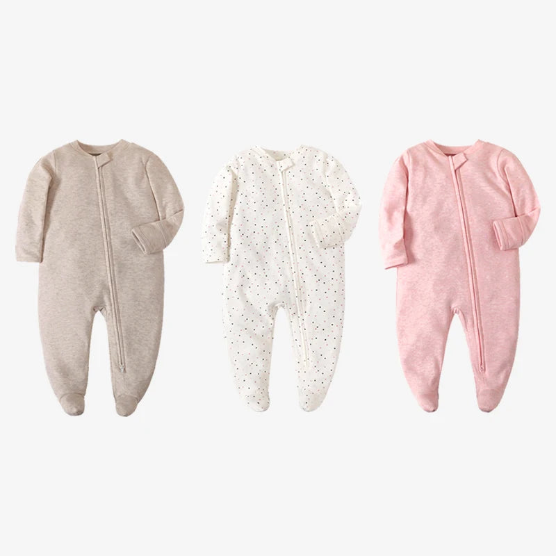 Unisex Newborn Cotton Footed Pajamas | Comfortable Long Sleeve Romper