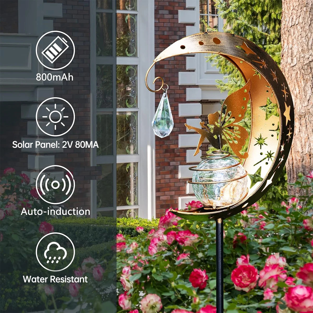 Luces solares de estaca Hada Lunar | Encantadora decoración de jardín exterior