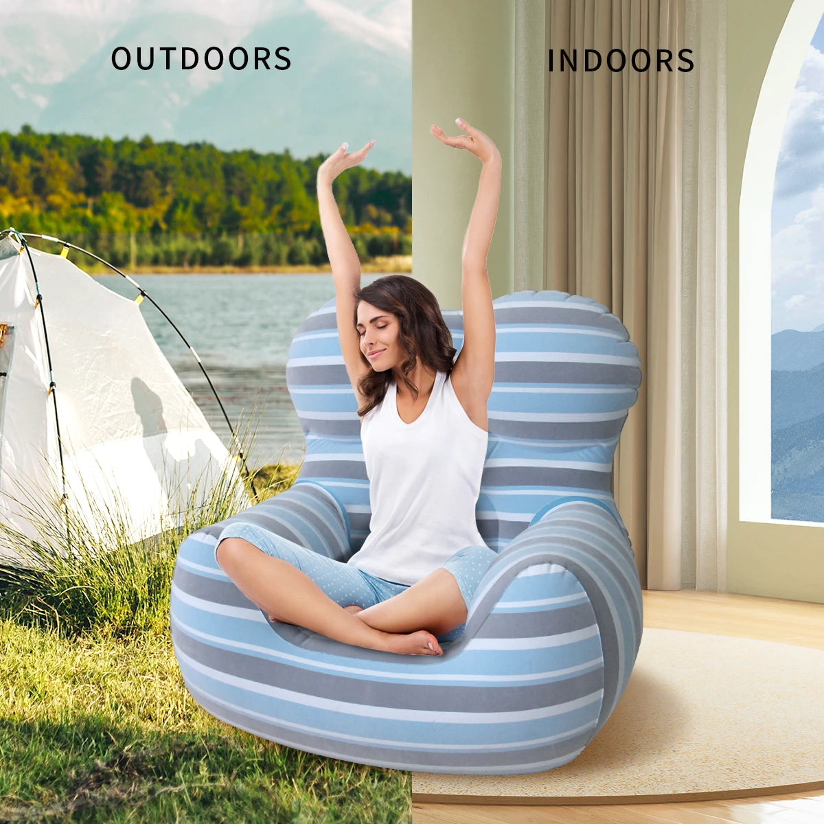 Inflatable Bean Bag Chair | Versatile 2-in-1 Blow Up Couch