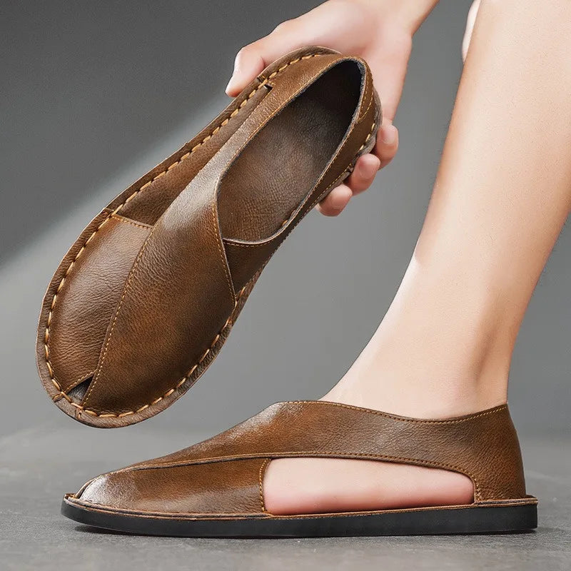 Men's Lightweight Breathable Leather Sandals | Summer Beach Shoes