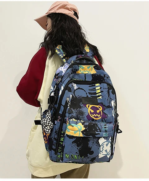 Trendy Personalized Graffiti Japanese Backpack | Large Capacity Book Bag