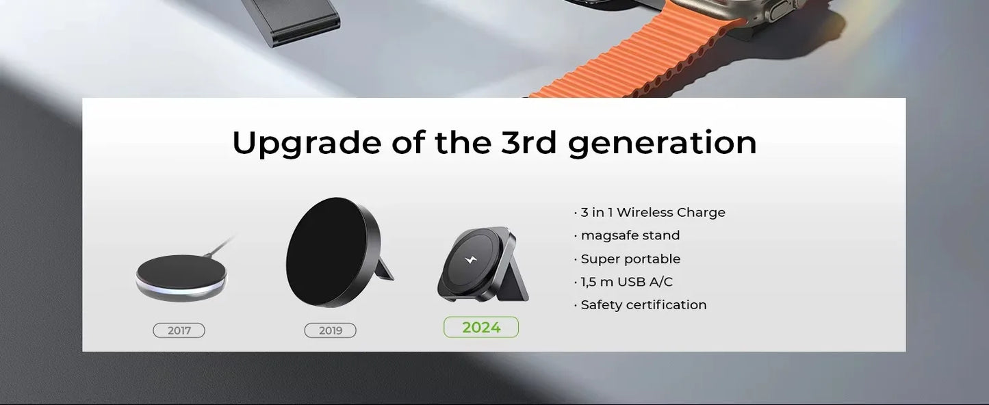 Foldable Wireless Charger Pad | 15W Fast Charge for Phones & Smartwatches