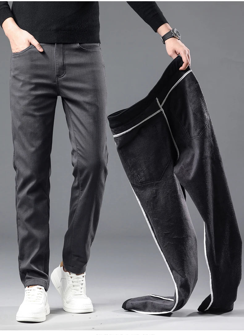 Men's Winter Fleece Pants | Thick Warm Casual Velvet Trousers