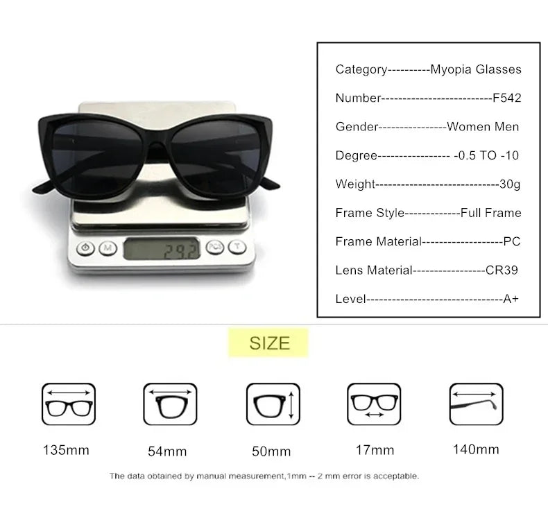 Stylish Cat Eye Prescription Glasses with Clip-On Sunglasses
