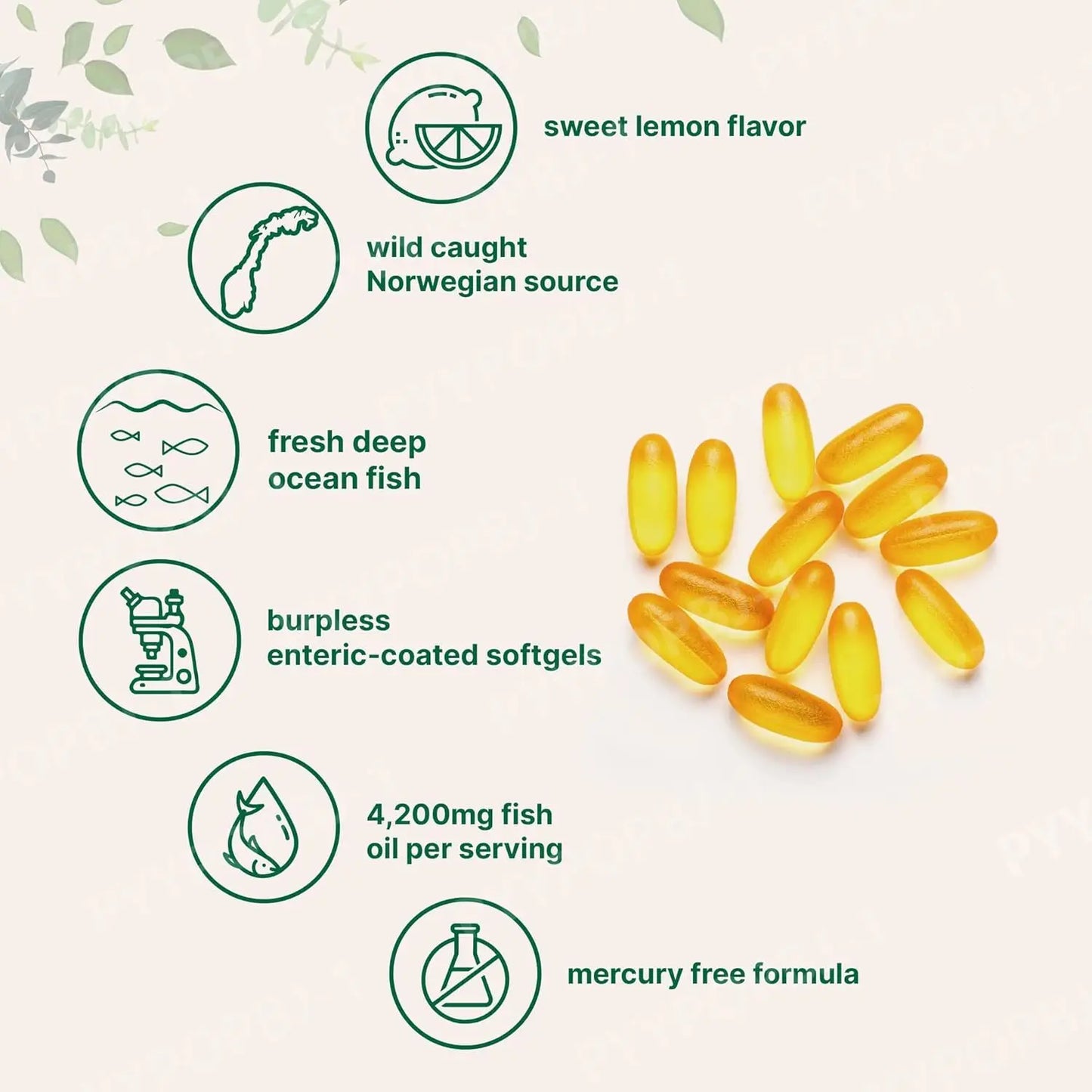 Triple Strength Omega 3 Fish Oil Supplements | Burpless EPA Formula
