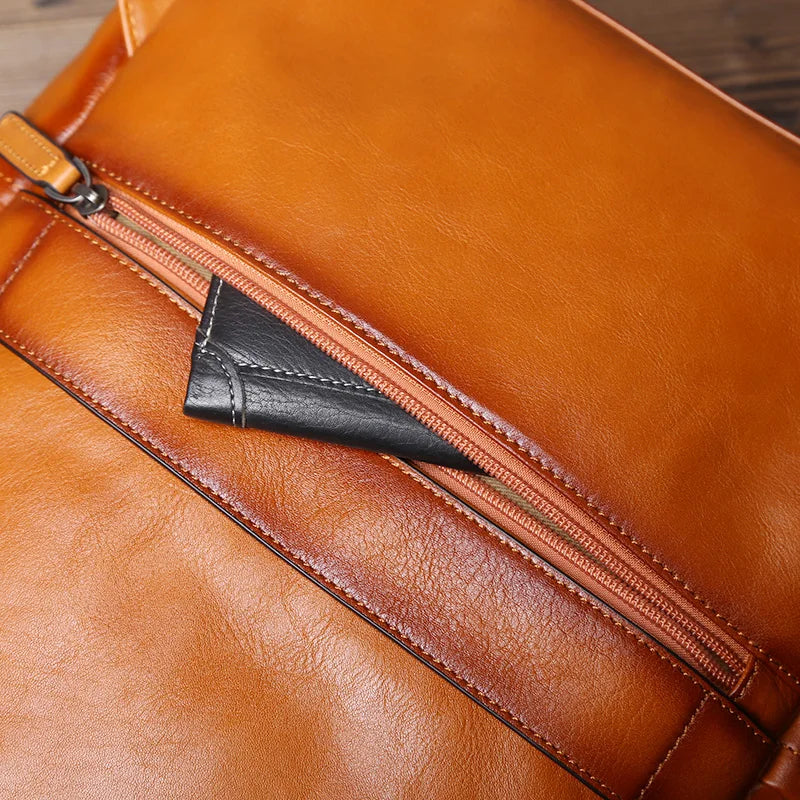 Vintage Leather Backpack | Large Capacity Casual Computer Bag