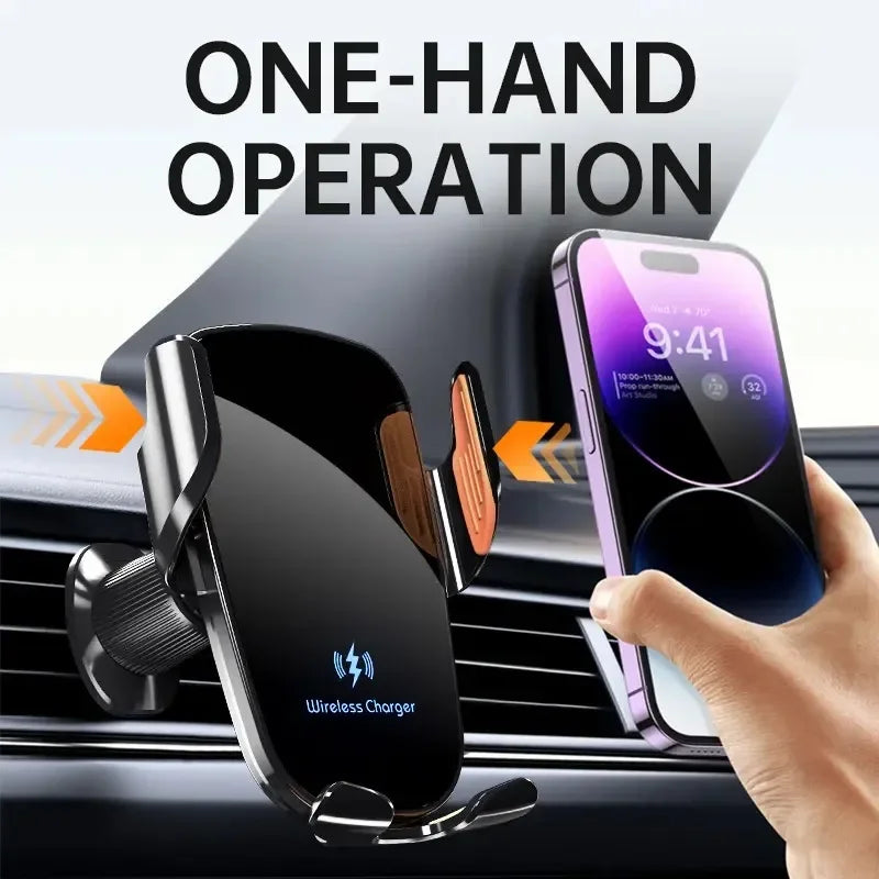 Wireless Car Charger with Fast Charge & Clamping Holder
