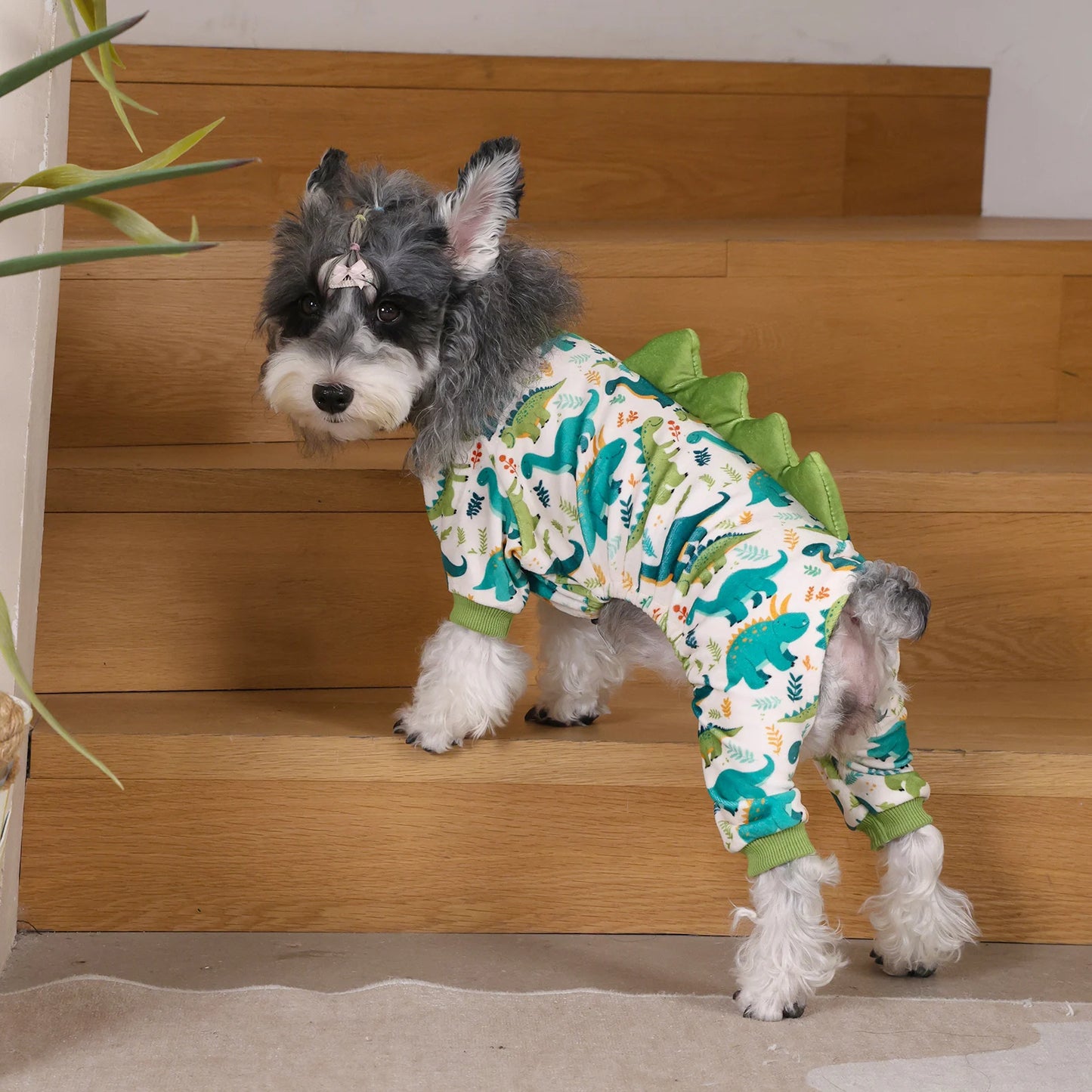 Cute Dinosaur Costume Dog Pajamas | Soft Warm Pet Sleepwear