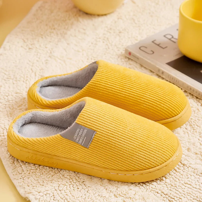 Cozy Plush Cotton Slippers for Couples | Anti-Slip Indoor Footwear