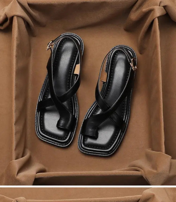 Women's Retro French Style Buckle Sandals | Comfort & Style