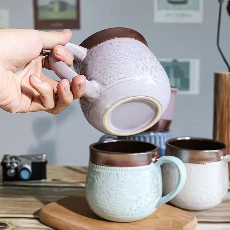 Large Capacity Retro Ceramic Mug | Hand Warmer Coffee Cup