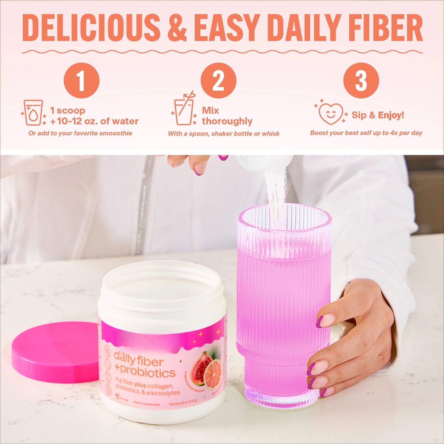 Daily Fiber Supplement with Probiotics & Electrolytes | Tropical Breeze Flavor