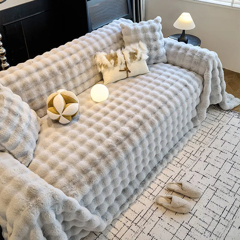 Plush Sofa Towel Cover | Thick Anti-Slip Winter Sofa Protector
