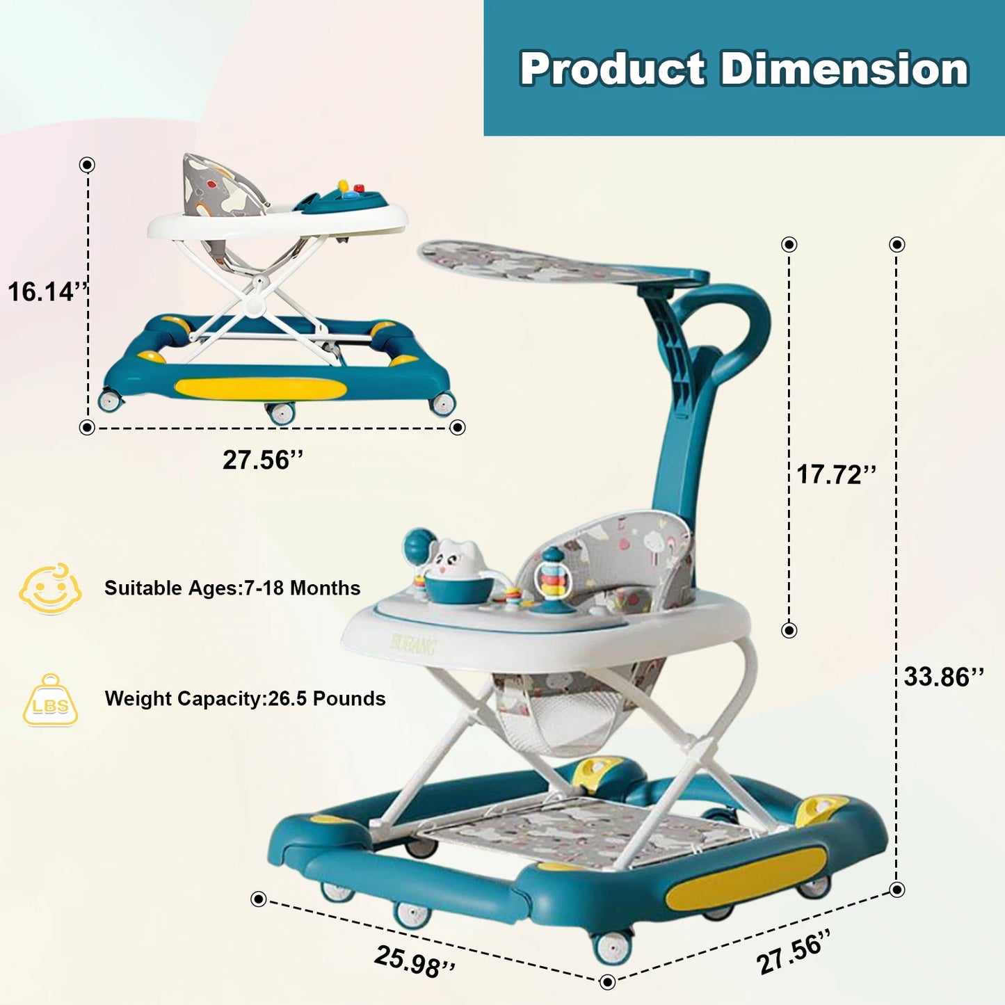 Multi-Functional Baby Walker with Awning | Safe & Fun Mobility