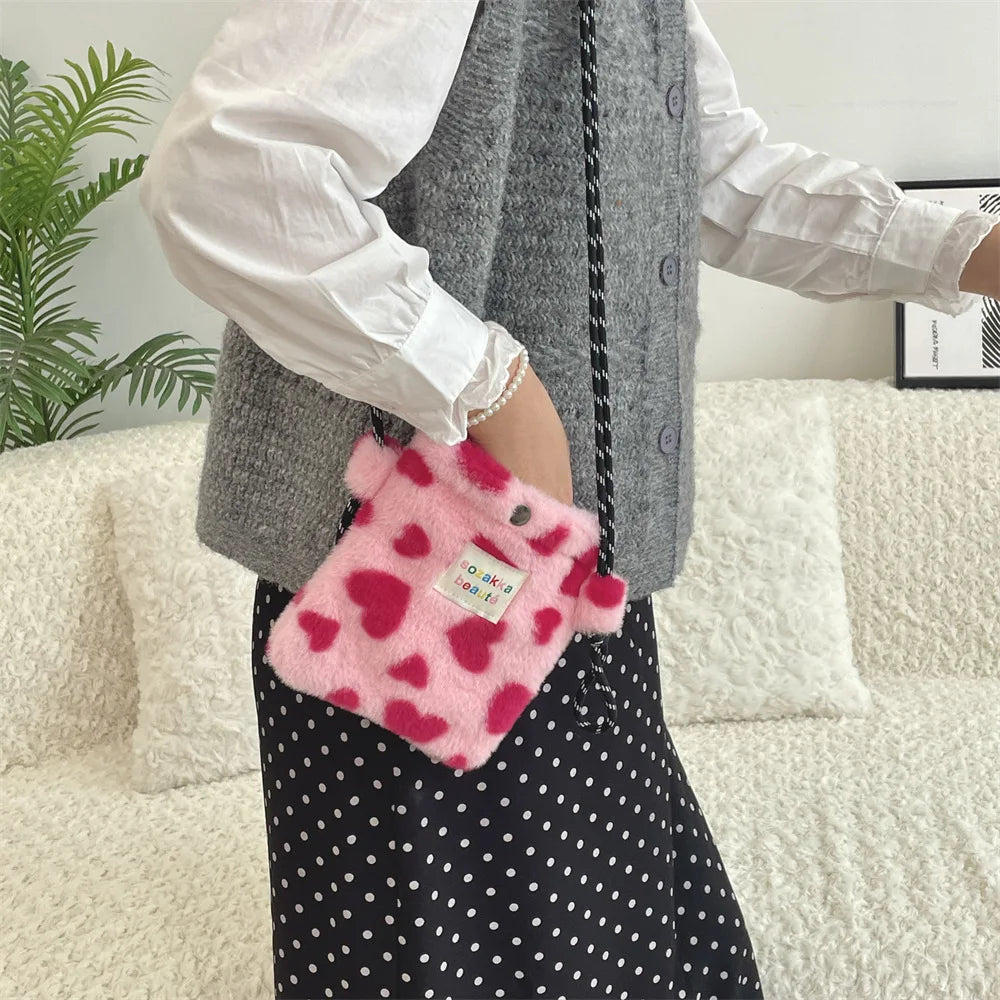 Cute Plush Dot Crossbody Bags for Women | Portable Shoulder Bag