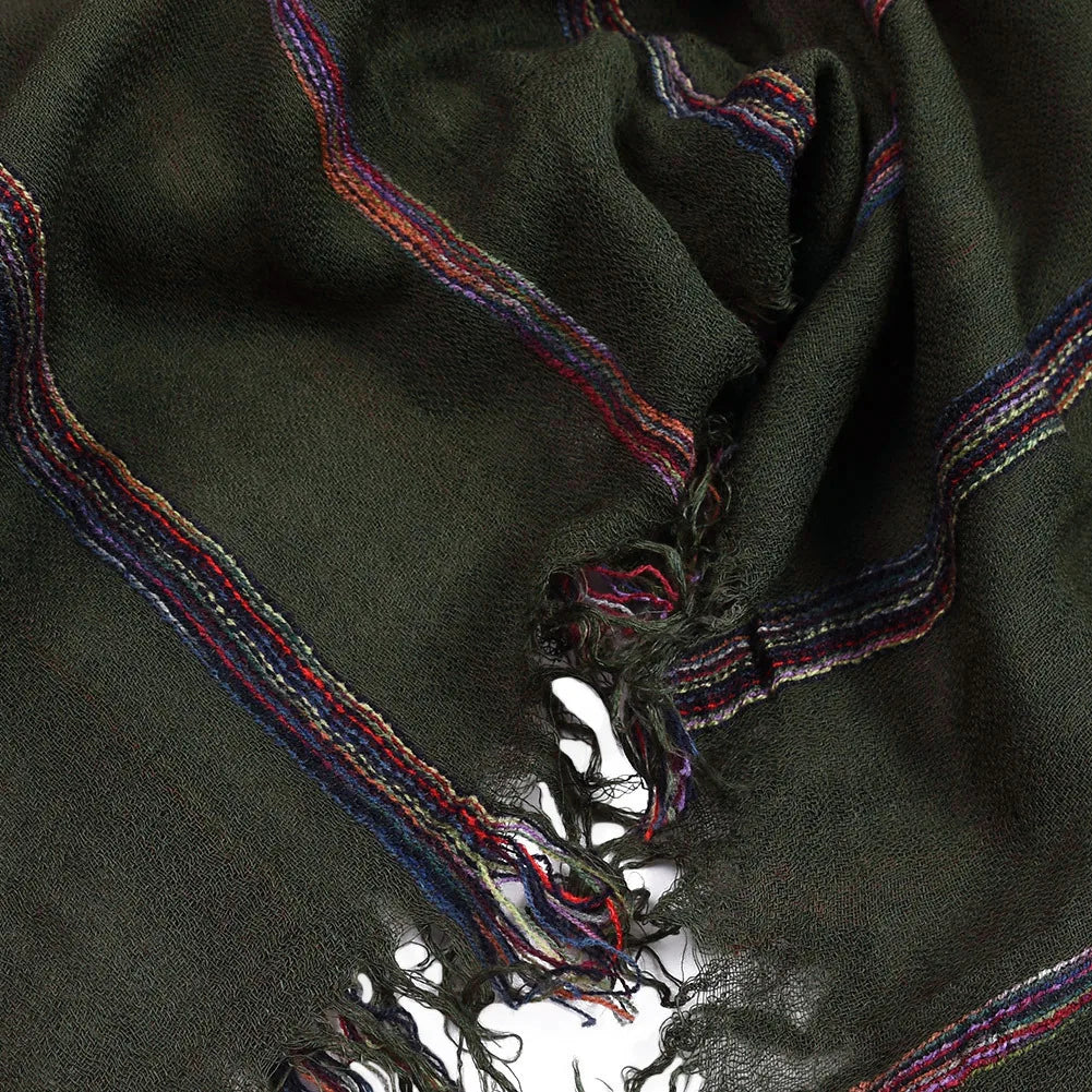 Cotton Linen Striped Men's Scarf | Warm Autumn Winter Accessories
