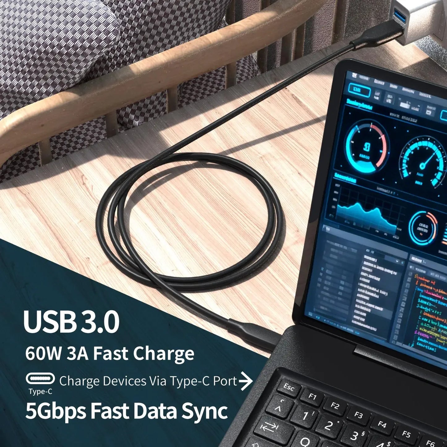 60W USB C Charging Cable | Fast Data Transfer & Quick Charge