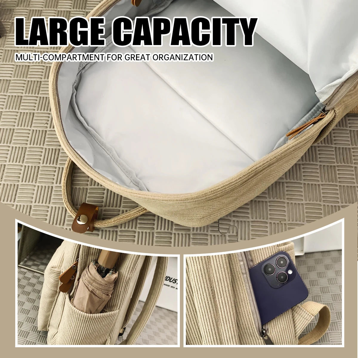 Mochila Elegante de Terciopelo para Estudiantes | Funcional y Chic