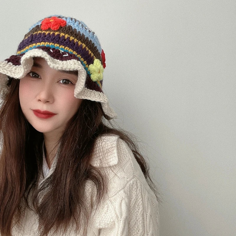 Women's Flower Crochet Bucket Hat | Handmade Spring Summer Style