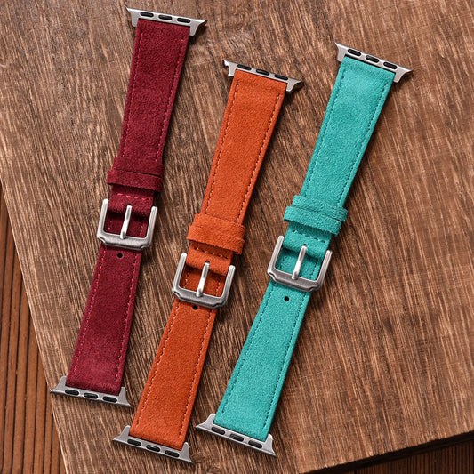 Vintage Suede Leather Strap for Smartwatches | Elegant Double-Layer Style