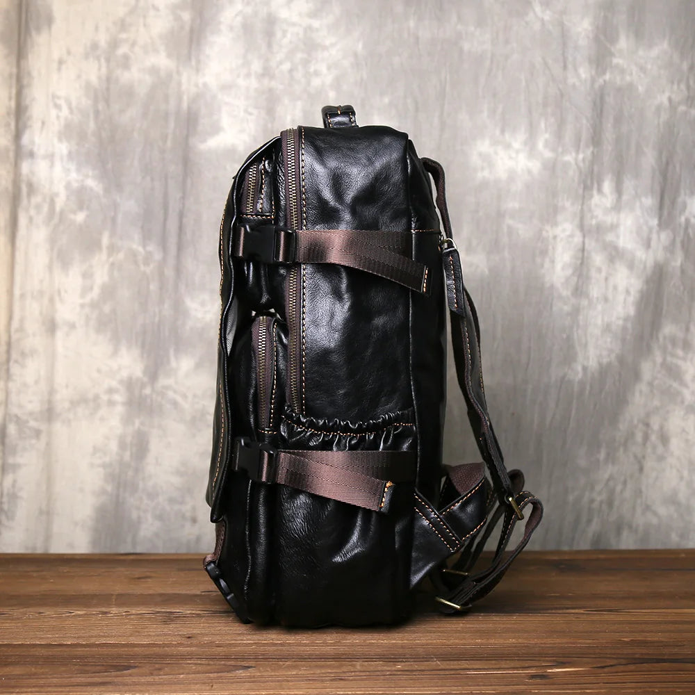Retro Men's Leather Backpack | Spacious Vintage Computer Bag