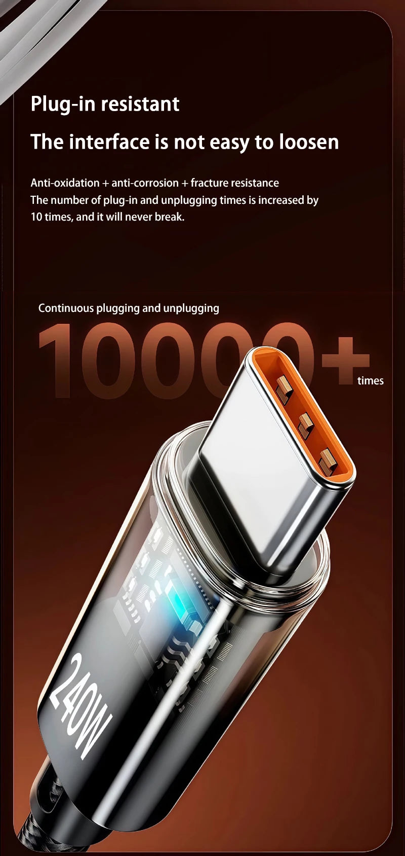 240W Nylon USB Type C Fast Charging Cable with LED Display