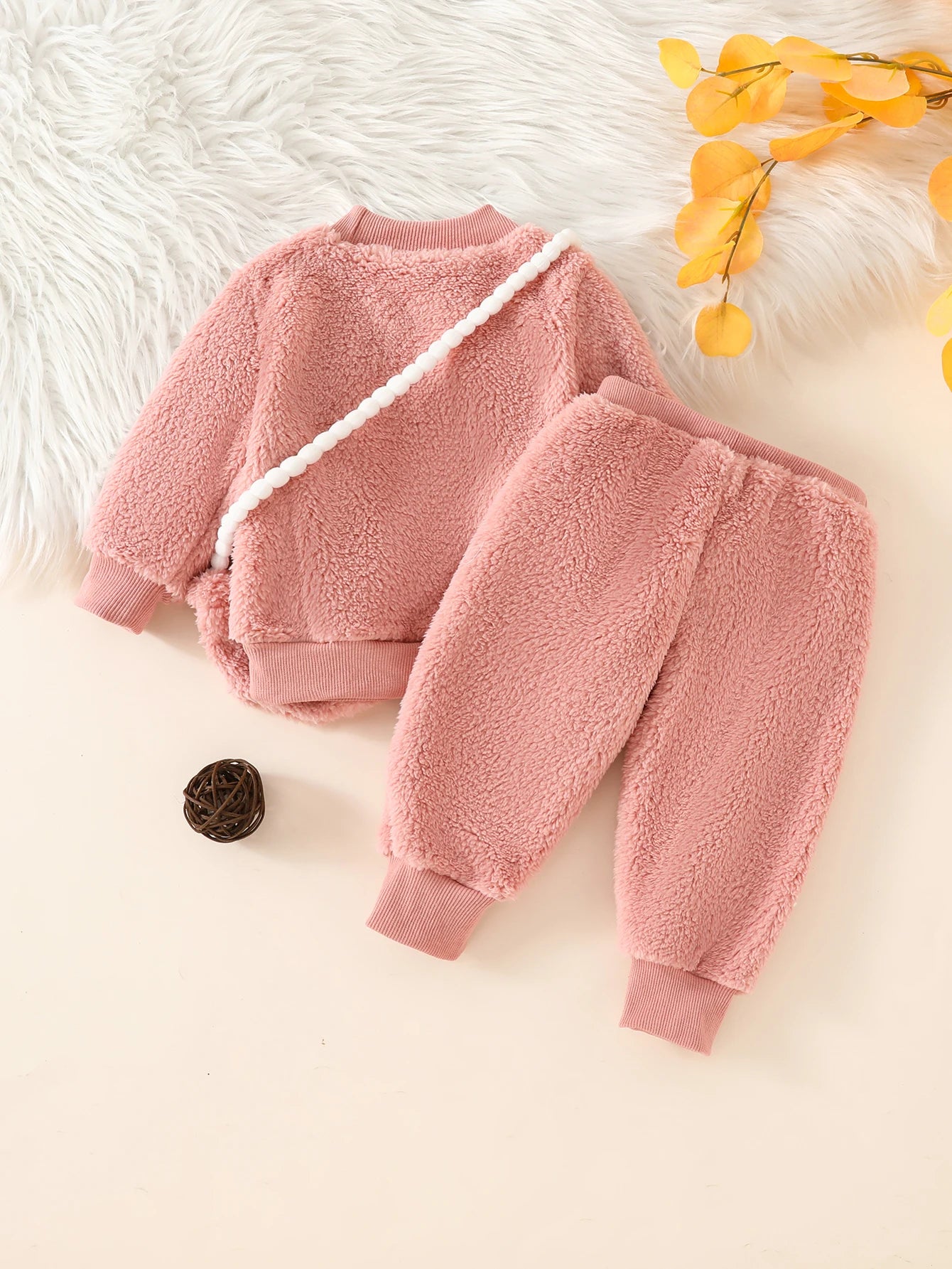 Cute Winter Baby Girl Fuzzy Heart 3-Piece Outfit Set | Cozy Style