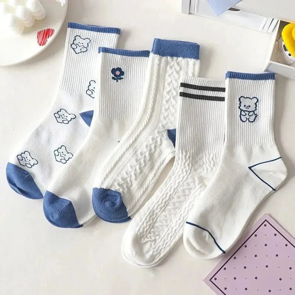 10 Pairs Women's Cute Rabbit Embroidery Casual Socks | Stylish & Breathable