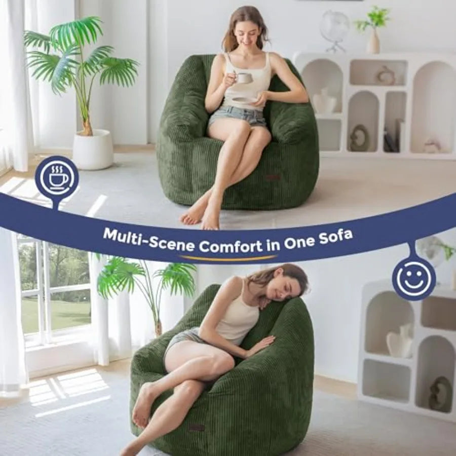 Dark Green Bean Bag Chair | Ultimate Cozy Floor Sofa