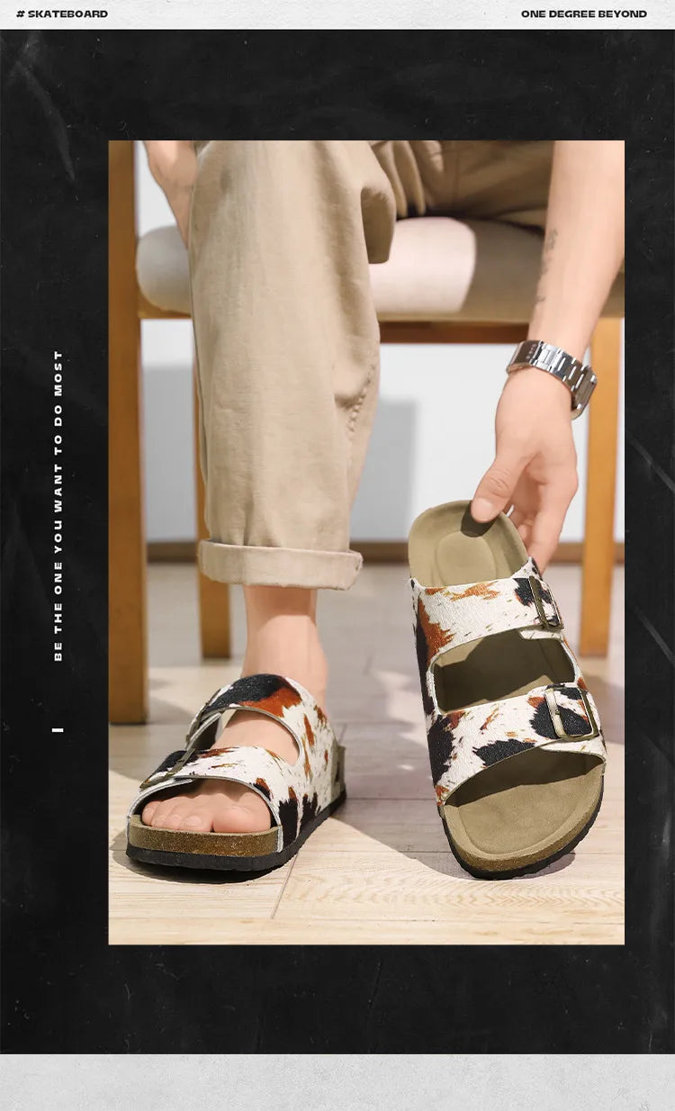 Summer Bestseller Cork Men's Flip-flops | Anti-slip Leopard Print Sandals