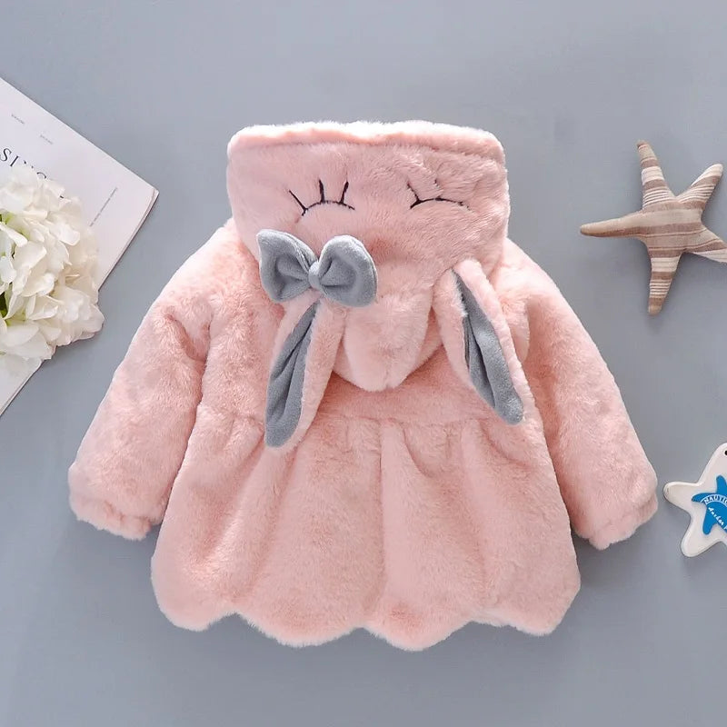 Abrigo de invierno para bebé niña con bolso cruzado y lazo | Ropa de abrigo cálida