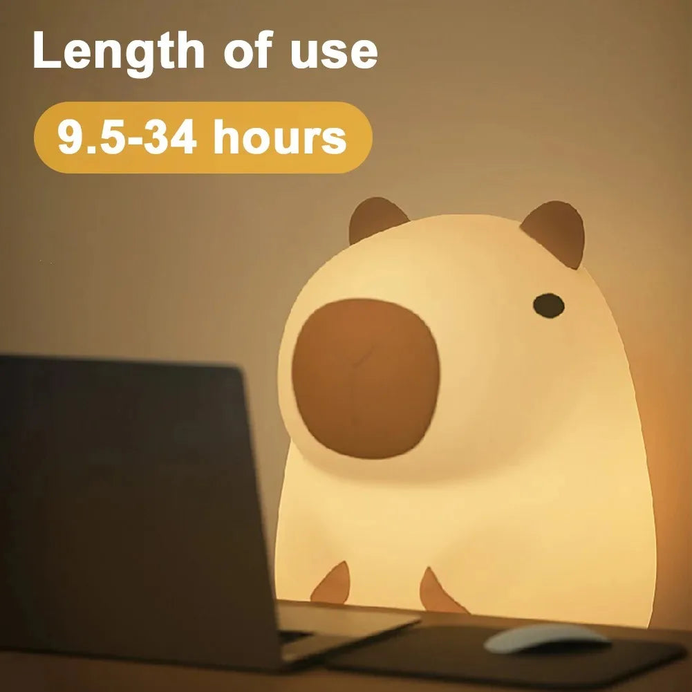 Adorable Capybara Night Light | Rechargeable Kids Touch Lamp