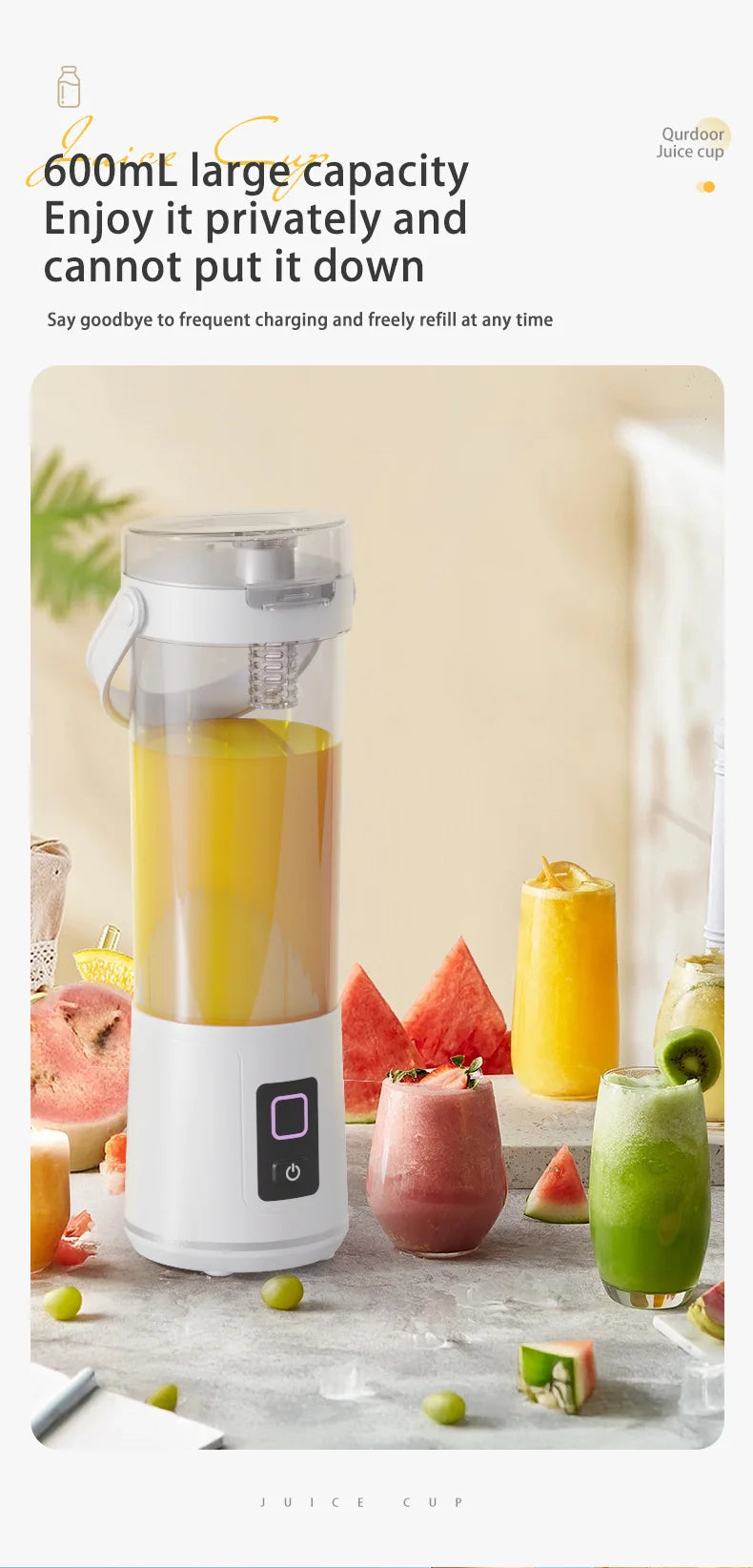 Rechargeable Mini Juicer Cup | Portable Blender for Home & Travel
