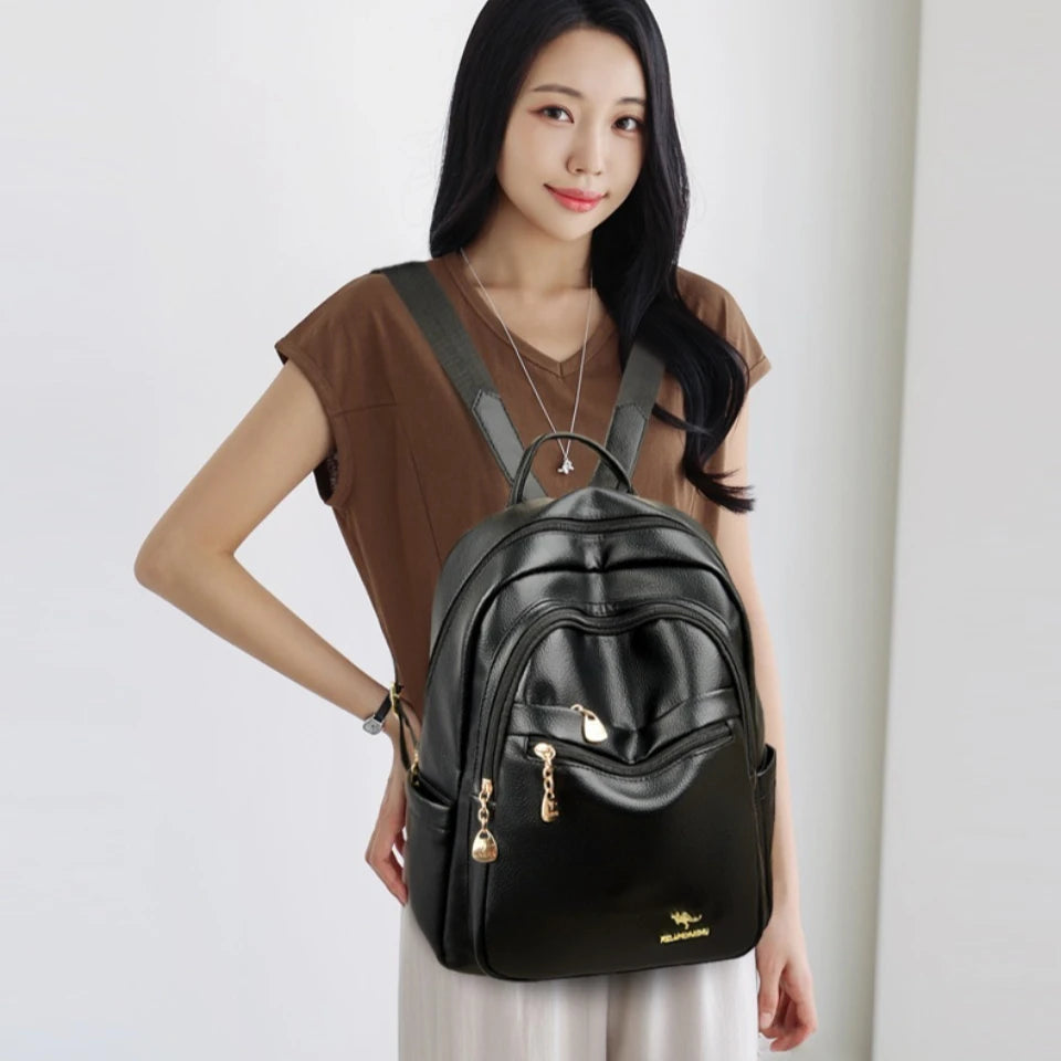 Stylish Leather Backpack for Women | Spacious Daily Use