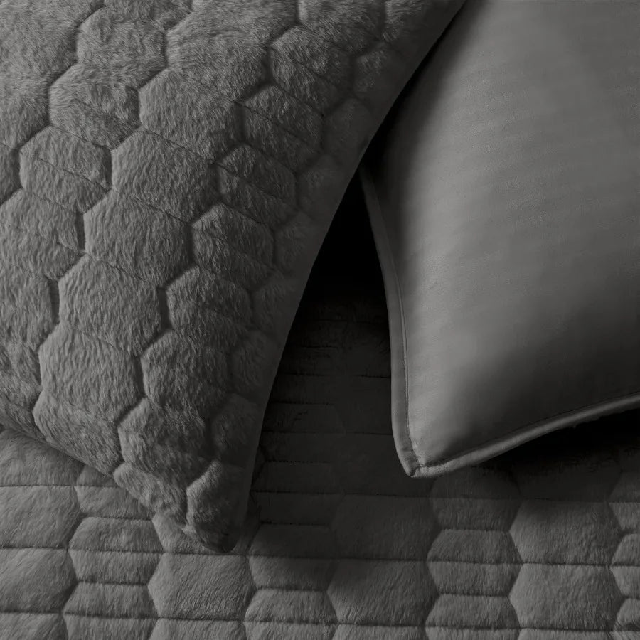 King Size Lightweight Faux Fur Comforter Set | Cozy Plush Bedding