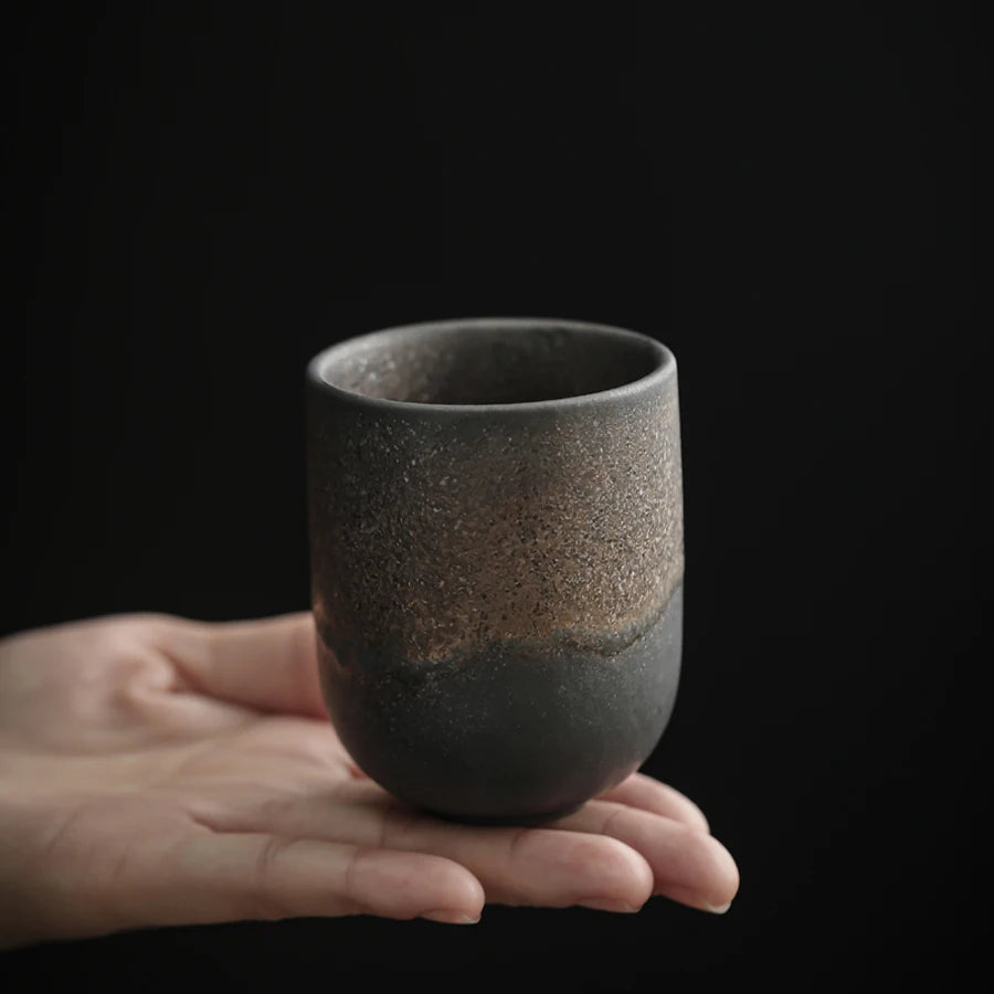 Tazas de té de cerámica vintage | Vajilla de gres ecológica