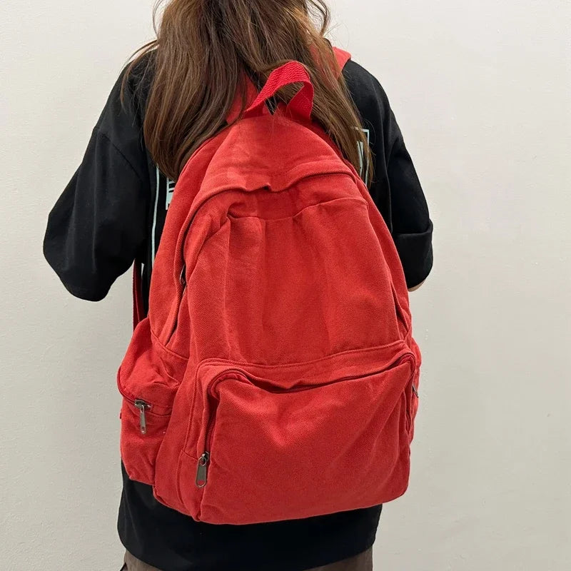 Vintage Washed Canvas Backpack | Stylish School & Travel Bag
