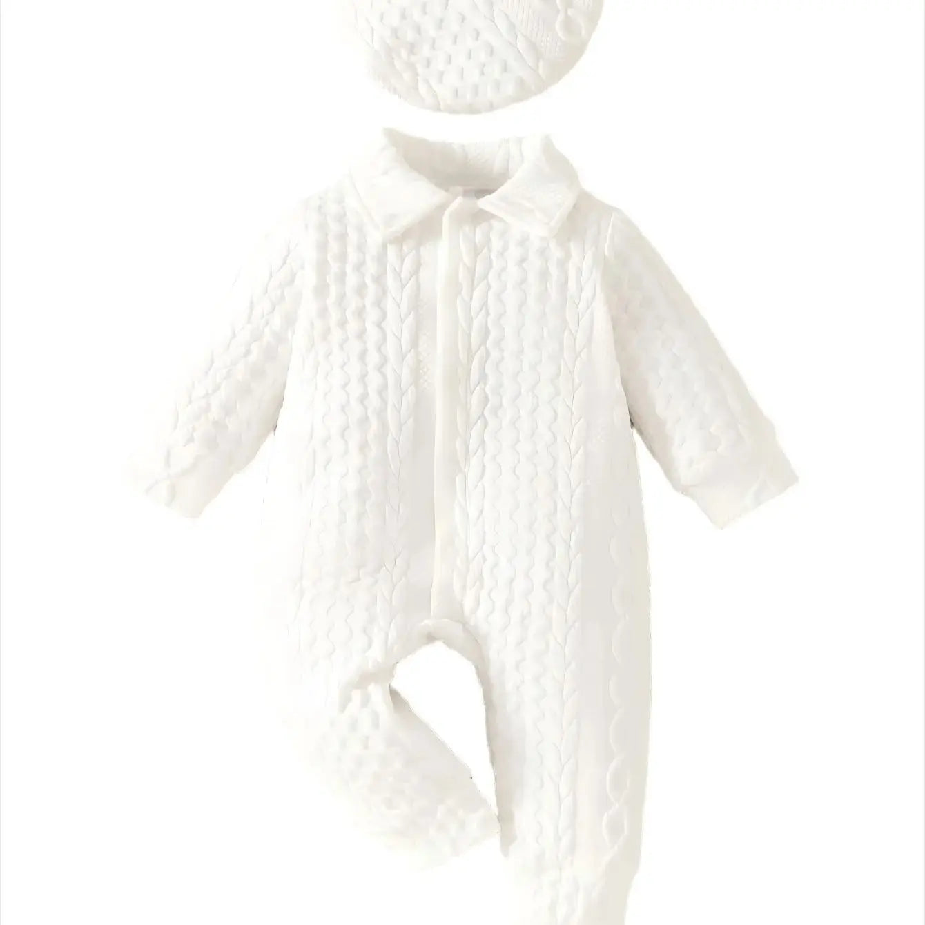 Adorable Long-Sleeve Textured Baby Boy Romper | Ultra-Soft Comfort