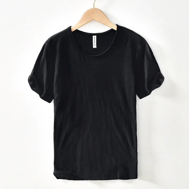 Men's Retro Raw Edge T-Shirt | Lightweight & Breathable Casual Top