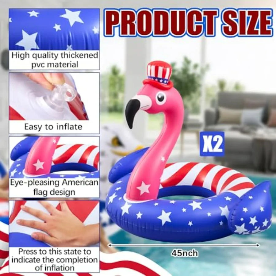 Inflatable Flamingo Pool Float 2 Pack | Fun July 4th Lake Decor