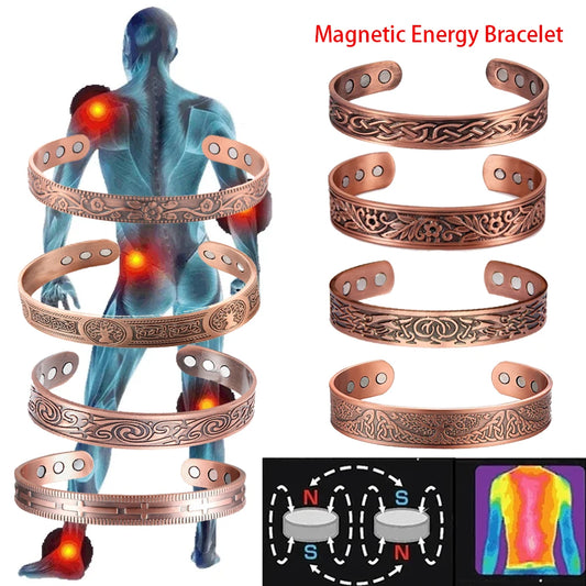 Vintage Magnetic Energy Wristband Bracelet | Antique Copper Charm