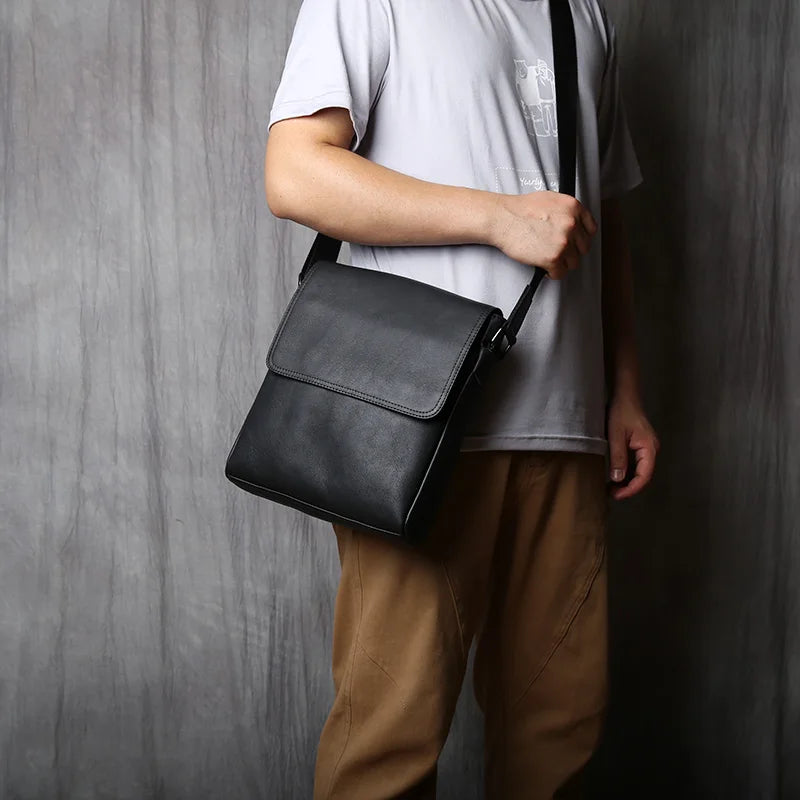 Bolso de hombro de cuero casual para hombre | Bolso elegante de gran capacidad