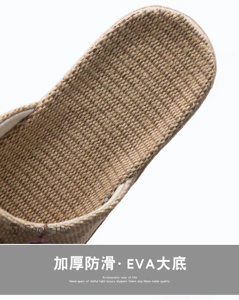 Cozy Indoor Embroidered Linen Slippers for Couples