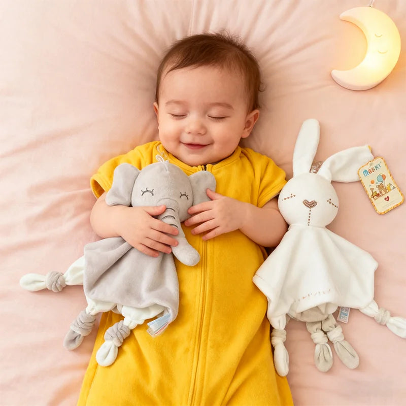 Cute Elephant Plush Teether Rattle for Newborns | Soft Blanket Toy