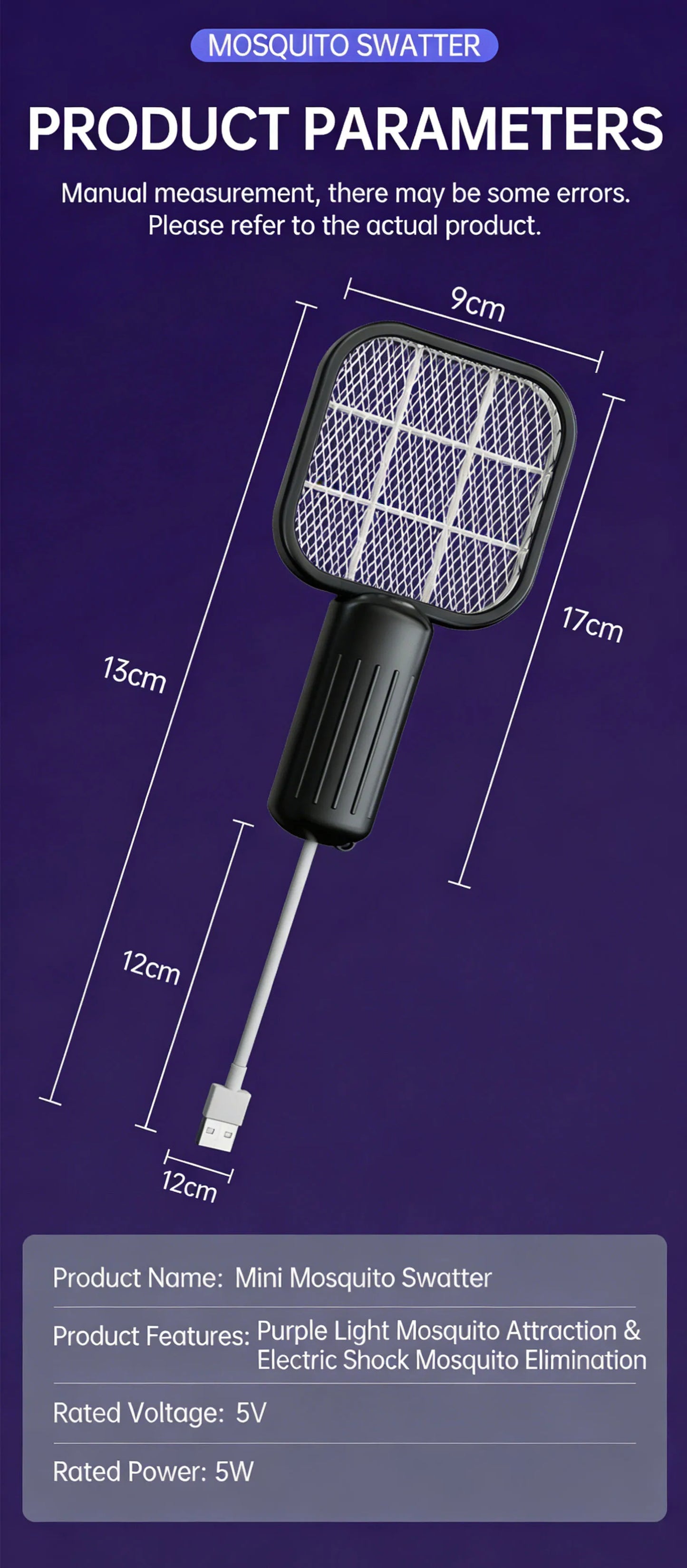 Portable USB Mosquito Swatter Trap | Effective Outdoor Insect Killer