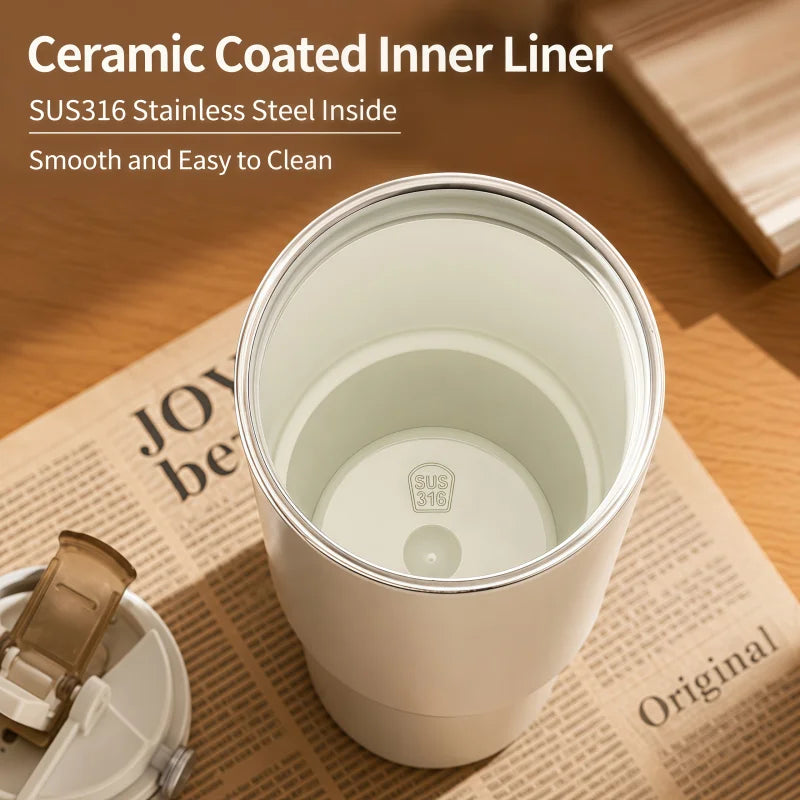 800ML Insulated Travel Tumbler with Straw & Tea Infuser | Leakproof Design