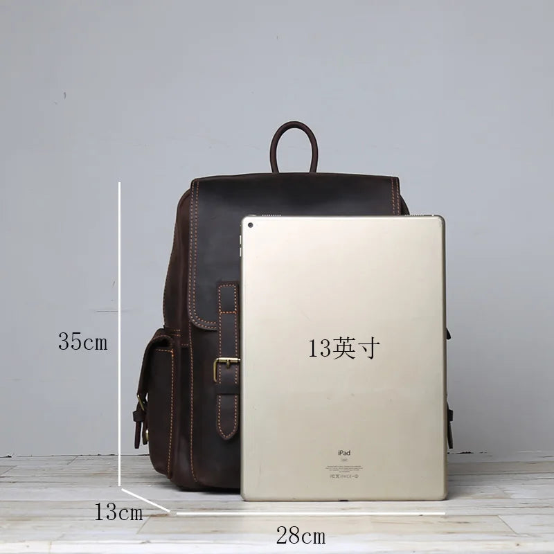 Retro Leather Backpack | Large Capacity Men’s & Women’s Travel Bag