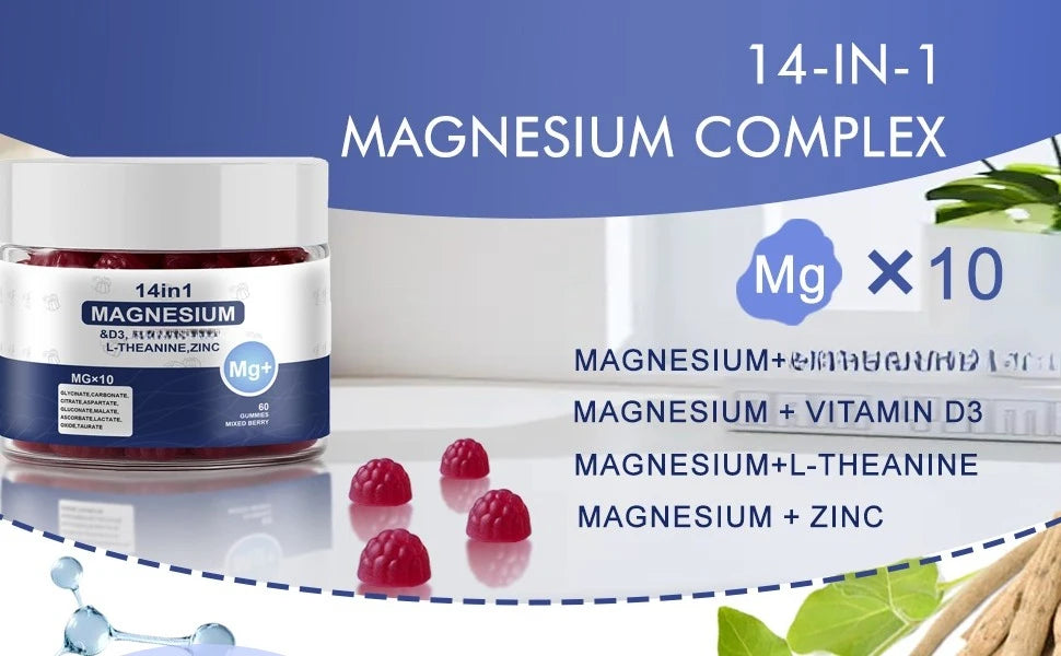 14-in-1 Magnesium Complex Gummies for Relaxation & Energy